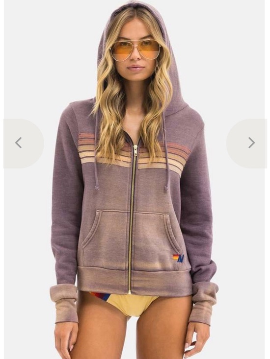 Aviator Nation Tops - Aviator Nation Faded Mocha Hoodie with Signature Five-Stripes